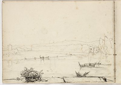 Untitled (study of a river scene with boats) 1831 by Thomas Cole